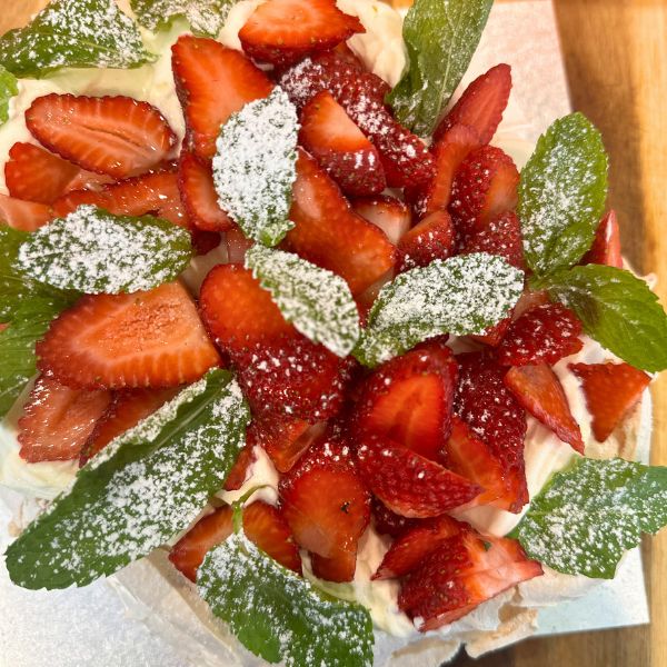 Pavlova baked Pavlova baked on tray
