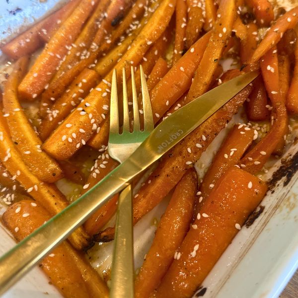 Roasted Carrots in dish Roasted Carrots in dish and served