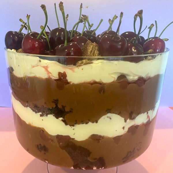 black forest trifle served black forest trifle made and served in dish