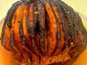 honey glazed ham cooked and resting