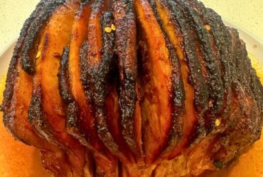 honey glazed ham cooked and resting