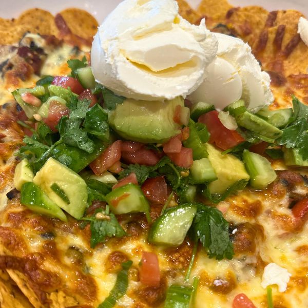 Vegetable Nachos 2 Vegetable Nachos cooked and served