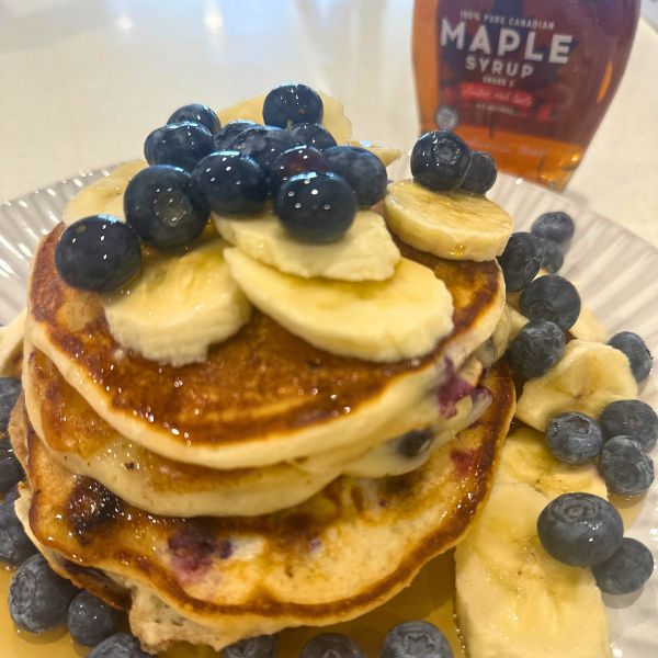 3 Ingredient Pancakes with Maple 3 Ingredient Pancakes served with Maple Syrup