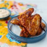 BBQ Chicken Wings with Ranch Sauce on plate