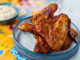 BBQ Chicken Wings with Ranch Sauce on plate