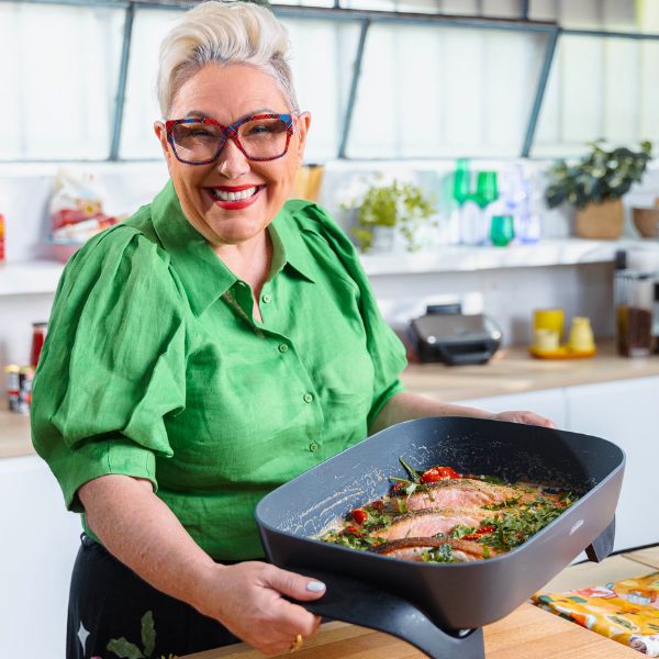 Creamy Tuscan Salmon Steph holding