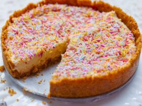 Funfetti Cheesecake on plate