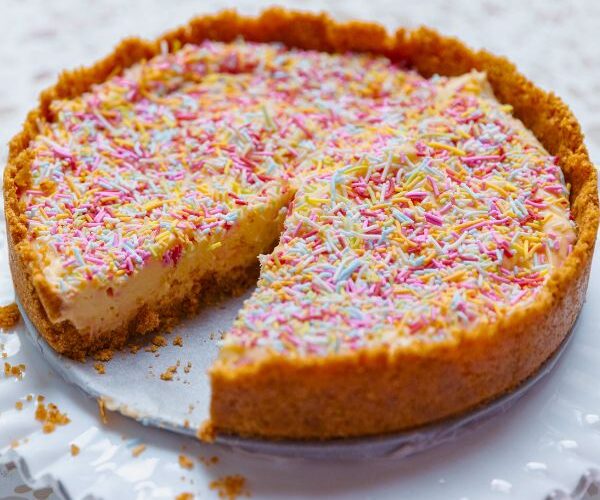 Funfetti Cheesecake on plate