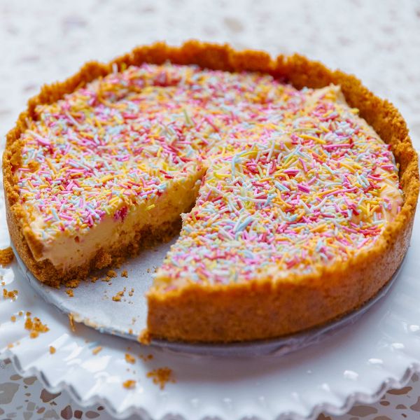 Funfetti Cheesecake on plate