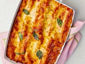 Pesto Cannelloni served in dish