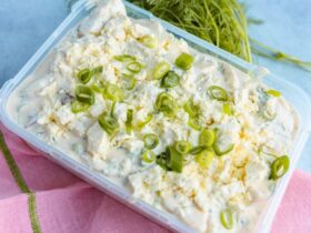 Potato Salad with Chorizo and Feta served