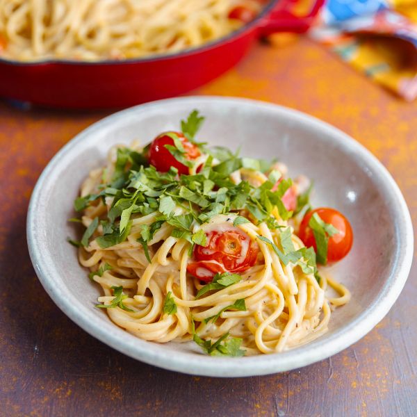Speck Linguini served in bowl