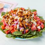 Watermelon Feta Salad served on plate