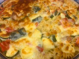 Chicken Pasta Bake cooked in dish