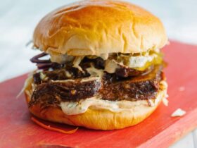 Coffee Brisket burger on plate