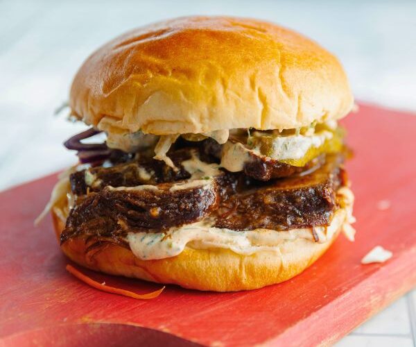 Coffee Brisket burger on plate