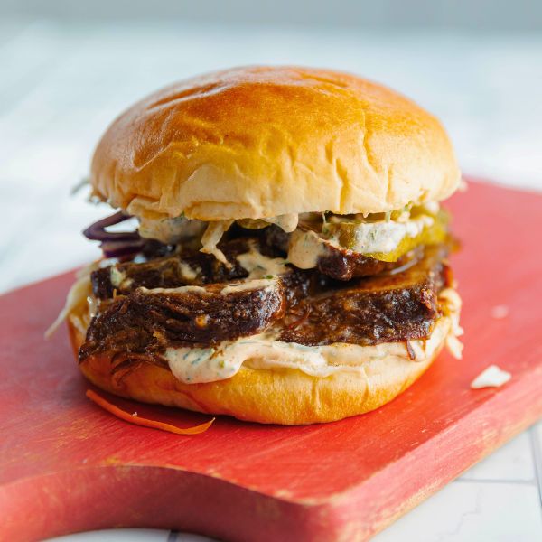 Coffee Brisket burger on plate