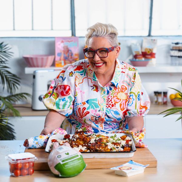 Frugal Foodie Steph Ep 7 standing in front of ingredients