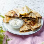 Lamb Gozleme with Spinach and Fetta served on plate