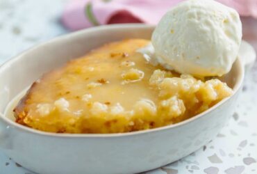 Lemon Self Saucing Pudding in dish