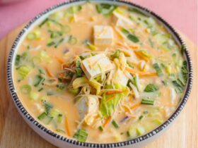 Mason Jar Noodle Soup served