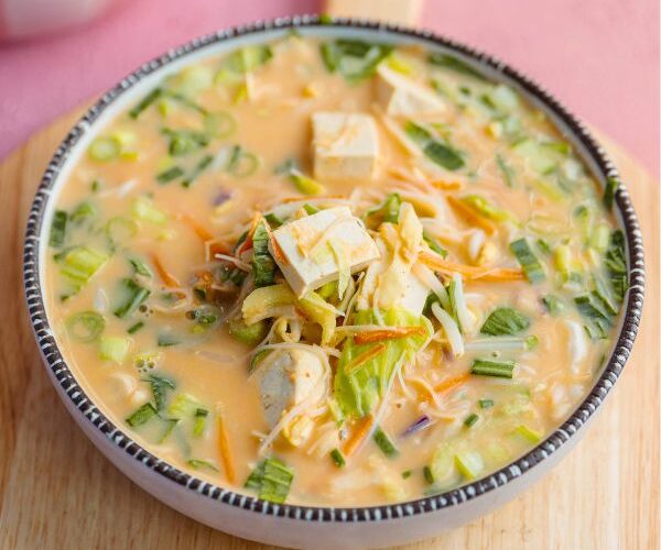 Mason Jar Noodle Soup served