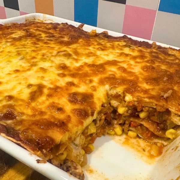 Mexican Lasagna Mexican Lasagna in dish