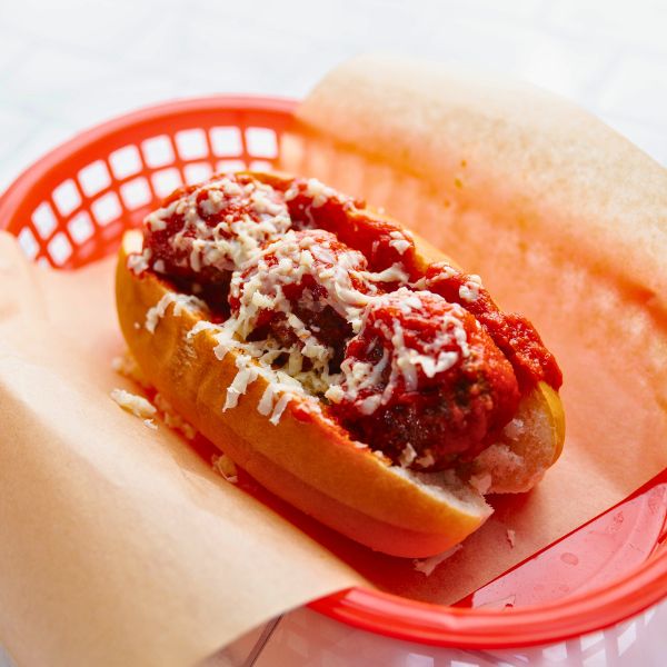 Mozzarella Meatball Subs Mozzarella Meatball Subs served in basket
