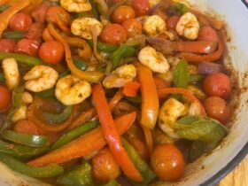 Prawn Fajitas cooked in dish