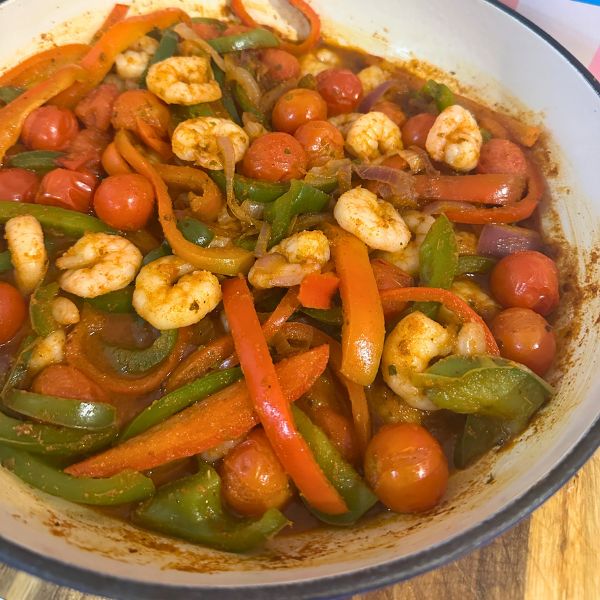 Prawn Fajitas cooked in dish
