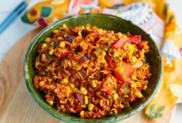 Spanish Chorizo Rice served in bowl