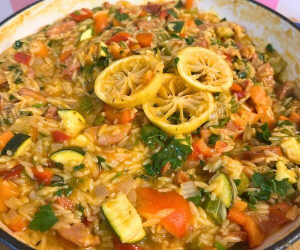Spanish Style Risoni cooked in dish