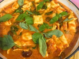 Tomato and Olive sauce for Ravioli in dish