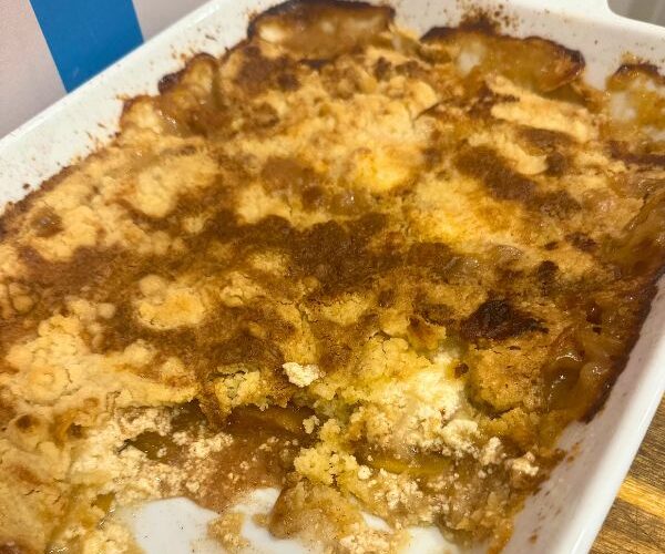 Peach Dump Cake Pudding cooked