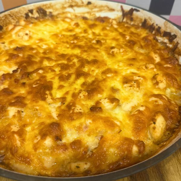 Potato Bake with Gnocchi in dish Potato Bake with Gnocchi in dish and cooked