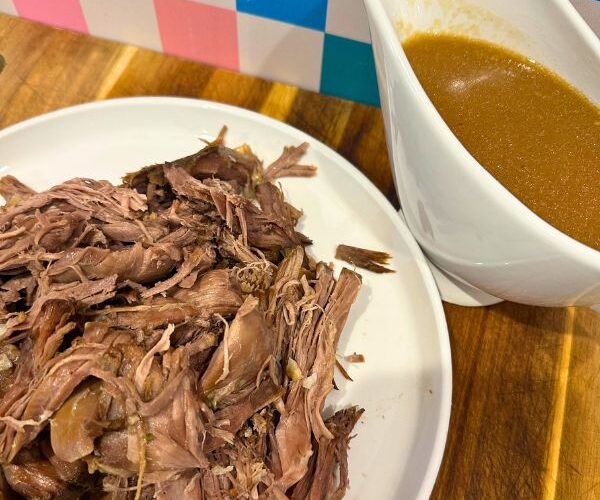 Slow Cooker Lamb Leg on plate
