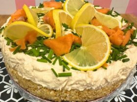 Smoked Salmon Cheesecake on plate