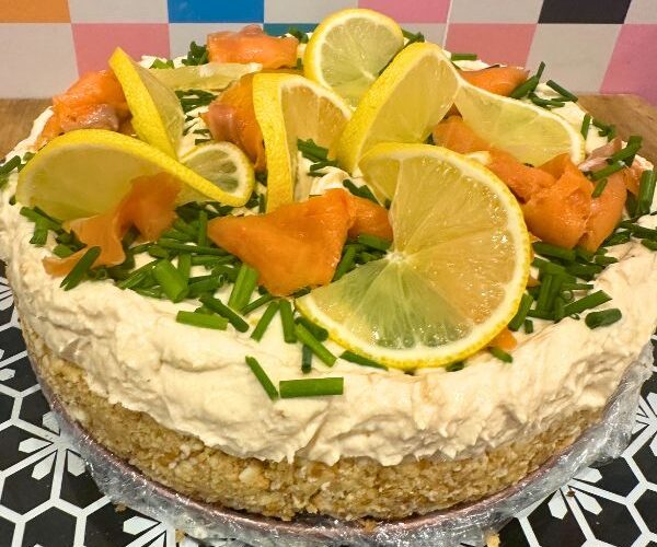 Smoked Salmon Cheesecake on plate