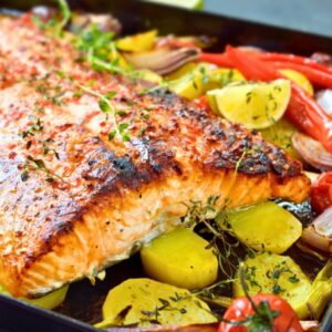 Tray bakes with salmon