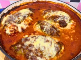 Chicken Ricotta Spinach Bake in dish