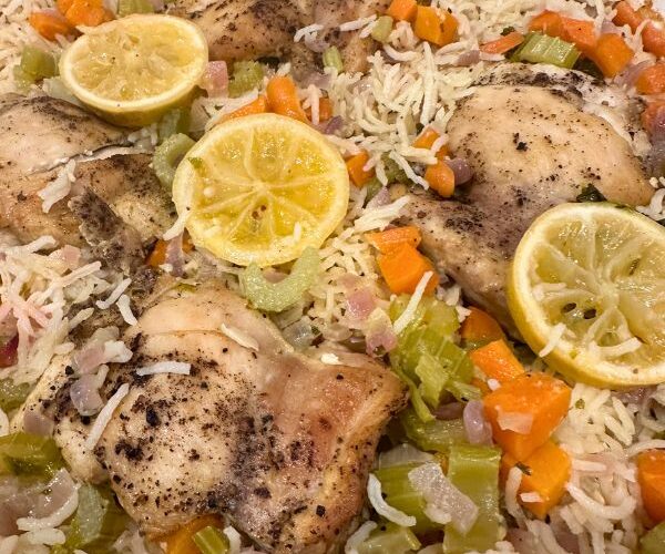 Garlic Butter Chicken and Rice cooked