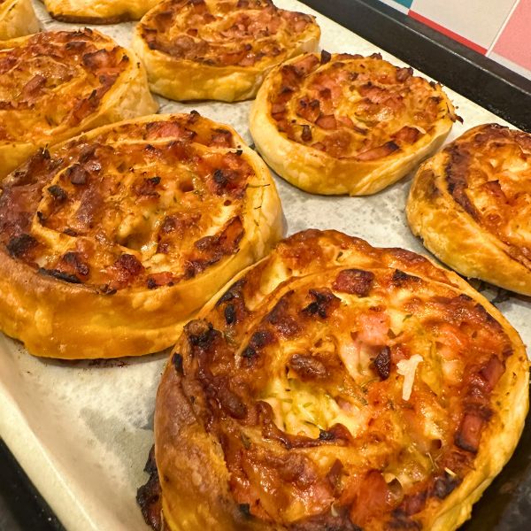 Pizza Scrolls Pizza Scrolls baked on tray