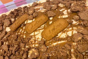 Biscoff Tiramisu Cheesecake baked in dish