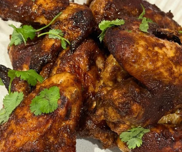 Honey BBQ Chicken Wings cooked on plate