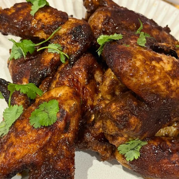 Honey BBQ Chicken Wings cooked on plate
